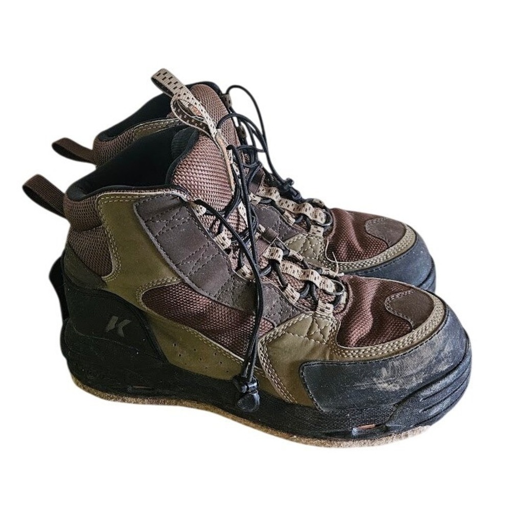 Korkers Redside FB3310 Boots Men Size 12 Brown Fishing Wading Felt Bottom